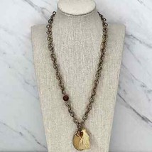 Chico&#39;s Gold Tone Tassel Pendant Chain Link Necklace - £10.09 GBP