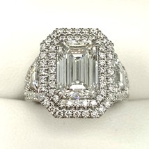 Proposal 3.20Ct Emerald Lab Grown Diamond (5.55TCW) Ring 14k White Gold - £10,648.61 GBP
