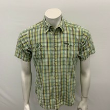 Columbia Youth XL Button Front Shirt Green Plaid Short sleeve Cotton - $148.98 MXN