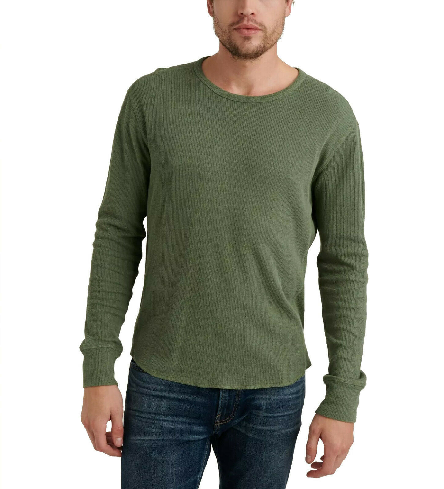 Primary image for Lucky Brand Men's French Rib Long Sleeve Crew Neck Shirt,Agave Green,2XL(3310-9)