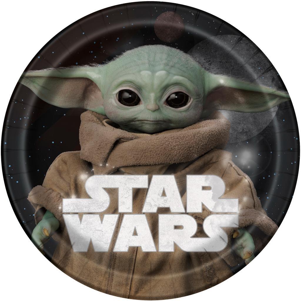 Star Wars Mandalorian Dessert Plates The Child Baby Yoda Birthday Party ... - $4.50