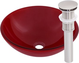 Novatto Rosso Glass Vessel Bathroom Sink Set, Brushed Nickel - £68.73 GBP