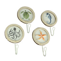 Set of 4 Nautical Life Decorative Wall Hooks Seahorse Turtle Octopus Starfish - £34.70 GBP