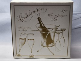 Crystal Legends GODINGER Silver Art Champagne Set - Ice Bucket, Holder, 4 Flutes - £34.89 GBP