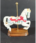 Vintage CAROUSEL HORSE Porcelain Ceramic ADJUSTABLE HEIGHT Red Ribbon 19... - €13,19 EUR