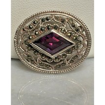 Beautiful 925 Sterling Silver &amp; Purple CZ Accent Brooch Sky - €31,49 EUR