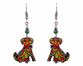 Psychedelic Pattern Dog Animal Graphic Dangle Earrings - Womens Fashion ... - $17.81