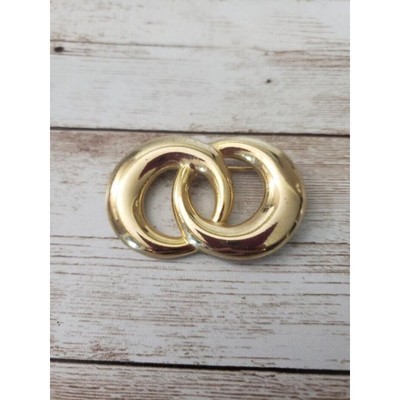 Vintage Brooch / Pin - Gold Tone Double Circle Brooch - £9.01 GBP