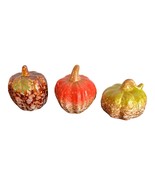 Pumpkin Set of 3 Orange Brown Green Ceramic Pumpkins Fall Decor Ceramic ... - $16.82