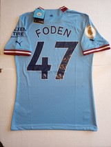 Phil Foden Manchester City EPL Match Slim Fit Blue Home Soccer Jersey 2022-2023 - £79.64 GBP