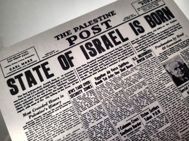 1948 The State of ISRAEL IS BORN Palestine Post Newspaper Metal Poster 16X20&quot; - £120.92 GBP