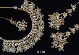 Kundan Tikka Wear Latest Muslim Punjabi Bridal Earrings Jewelry Necklace Set - $58.80