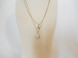 Department Store Gold Tone 17” Light Green Stone Pendant Necklace F421 - $14.39