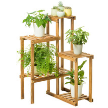 5 Tier Pine Wood Plant Stand Flower Pot Shelf Rack Bonsai Display Window... - $66.49