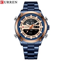 Watch For Men CURREN Men Allsteel Sport Watch LED Digital Clock Waterpro... - £62.46 GBP