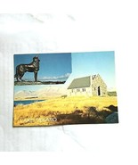 Church of Good Shepherd Lake Tekapo Postcard Sheep Dog Monument Unposted - $5.00