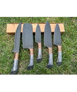 HANDMADE CARBON STEEL CHEF KNIFE KITCHEN KNIVES CHEF SET WOOD HANDLE FUL... - $88.21