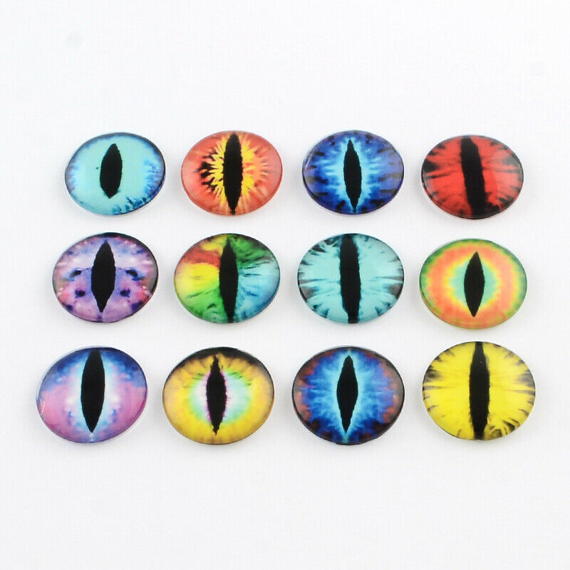 10 Eye Cabochons Dragon Eye Flatback 8mm Cabochons Round Glass Flat Backs Domed