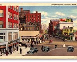 Congress Square Street View Portland Maine ME UNP Linen Postcard Y7 - £2.70 GBP