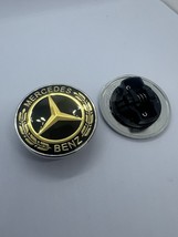 FRONT HOOD MERCEDES BENZ GOLD BLACK EMBLEM FLAT LAUREL WREATH BADGE 57MM... - $311.38 MXN