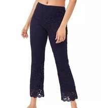 Free People Wild Laces Pants Womens Small Indigo Blue Pull On Crop Flare Floral - $34.29