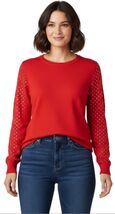 JM Collection New Red Amore Petite Crystal Shimmery Petite Sweater (P-La... - $19.79