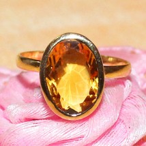 14k Gold Golden Topaz Ring Natural Citrine Handmade Jewelry Solid Gold Jewelry - £237.44 GBP