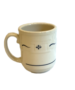 Longaberger Woven Traditions Pottery Coffee Mug Cream with Blue - $16.93 CAD