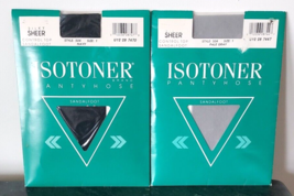 Vtg Silky Isotoner  Pantyhose 1990 Lot 2 Navy Gray Controltop Sandalfoot Size 1 - £15.81 GBP