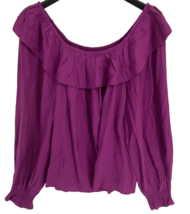 Knox Rose Women&#39;s Size L Purple Top Long Sleeve Round Neck Off-Shoulders NWT - £8.19 GBP