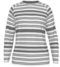 Simple and formal look White long-sleeved t-shirt with horizontal stripes - £31.69 GBP