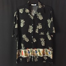 Men&#39;s Studio 35 Black Tropical Hawaiian Short Sleeve Pineapple Shirt Size L - £10.15 GBP