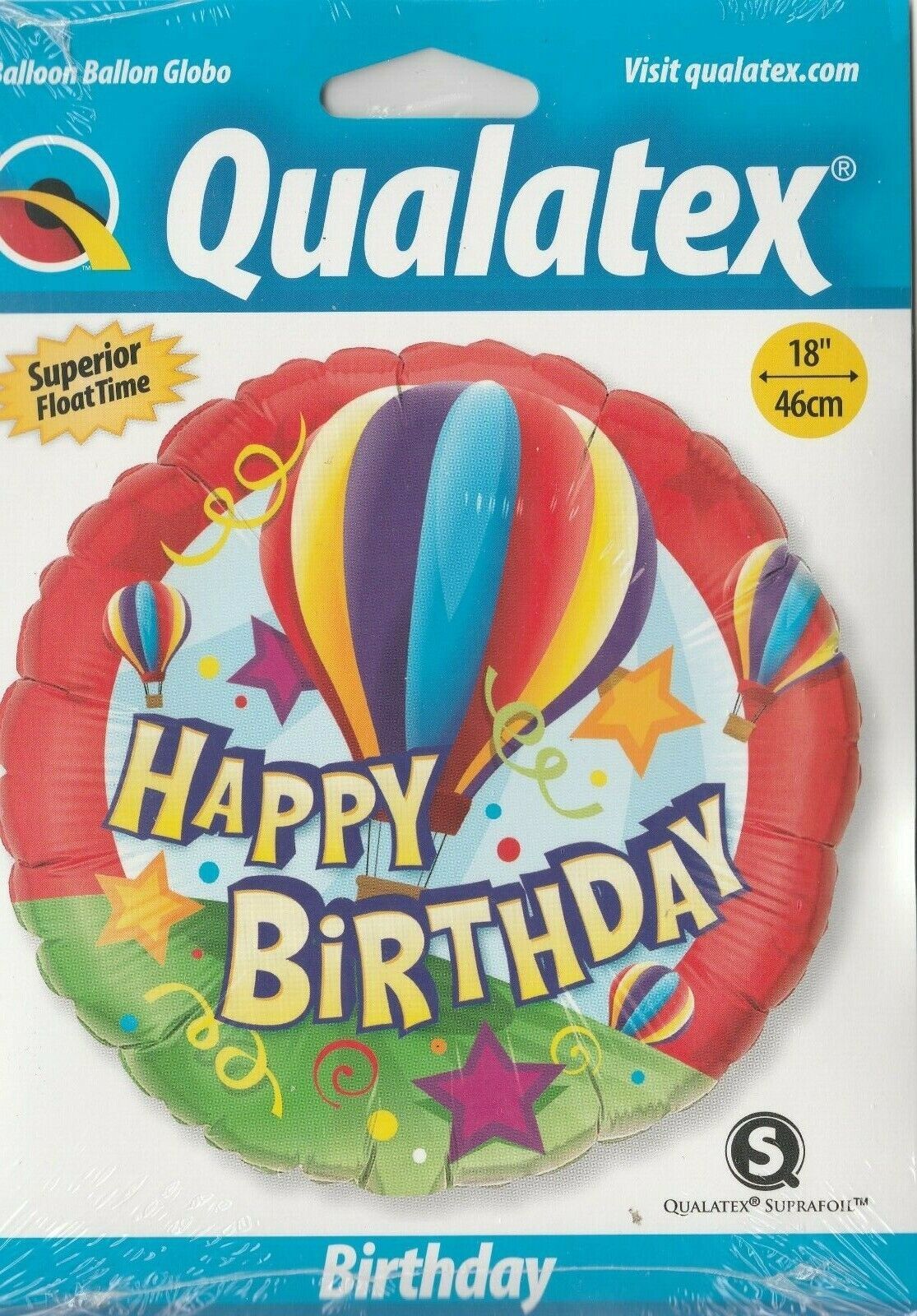 Qualatex Suprafoil Round &quot;Happy Birthday&quot;  18&quot;  Foil Balloon (Hot Air Ba... - $6.92
