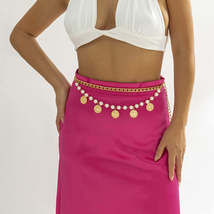 Pearl &amp; 18K Gold-Plated Beaded Layered Chain Waist Belt - £14.95 GBP
