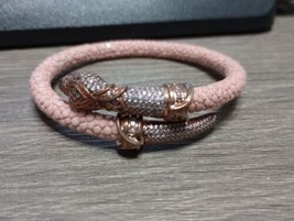 Cozmo 925 Sterling Silver Pink Stingray Leather Snake Bracelet 6&quot; Free Shipping - £96.38 GBP