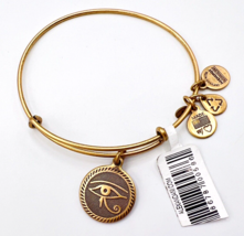 Alex And Ani Eye Of Horus Gold Tone Brass Charm Bangle Bracelet NWT - £15.82 GBP