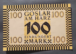  German 100 Mark  1922 Goslar Am Harz Uncirculated Banknote Watermarked  - £6.05 GBP