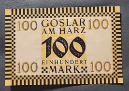  German 100 Mark  1922 Goslar Am Harz Uncirculated Banknote Watermarked  - £6.01 GBP