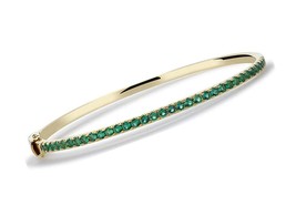 Stacking Created Emerald Bangle Yellow Gold With - £122.91 GBP