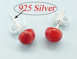 2019-##  6MM Large Red Coral Earrings, , Red Coral Studs, Coral Earrings - £16.23 GBP