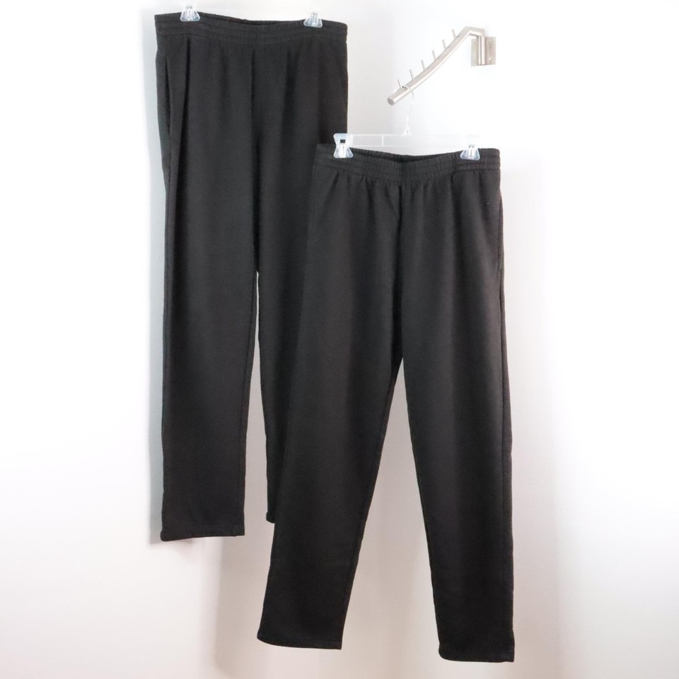 2pc MTA Sport Women&#39;s M Black Lounge Pajama Fleece-Lined Athletic Sweatp... - £14.95 GBP