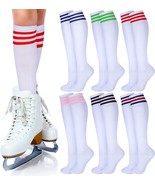 6 Pairs Roller Skate Socks Knee Socks Skating Athletic Sport Socks Strip... - £25.63 GBP