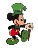 Disney Pin 4215 DLR St. Patrick&#39;s Day 2001 Mickey Mouse Cane Top Hat LE 2000 - £18.44 GBP