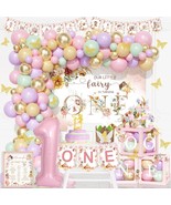 Fairy 1st Birthday Party Set – Backdrop, Balloons, Banner &amp; Cake Topper - $46.27