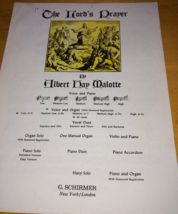 THE LORD&#39;S PRAYER BY ALBERT MALOTTE SHEET MUSIC ORGAN/LOW VOICE-G-USED - $4.99