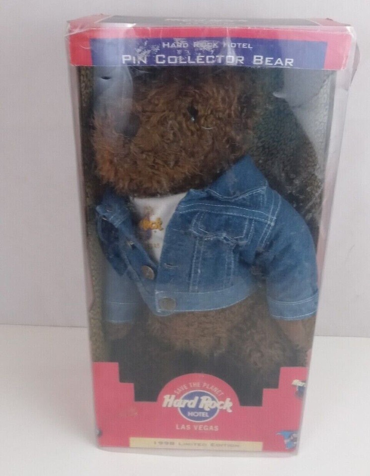 Hard Rock Hotel LAS VEGAS 1998 PIN COLLECTOR Teddy Bear Jumbo Plush In Box - $29.69