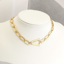 Triangle Charm Pendant Bracelet Women Men Geometric Choker Gold Silver Chain Cub - £24.86 GBP