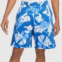 Nike Sportswear Essentials Men&#39;s All-Over Print Shorts Marina Blue/White... - £42.49 GBP