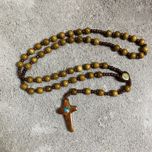 Catholic Rosary with Jesus Christ blessings, Wood Bead rosary, Pardon Crucifix - £15.78 GBP