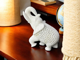 5&quot; White Marble Elephant Exclusive Modern Design Showpiece Sculpture Hom... - $287.10